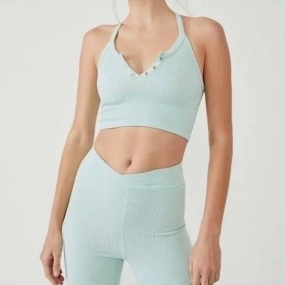 Free People Movement Turquoise Mint Free Throw Ribbed Biker Short Medium - Picture 3 of 9